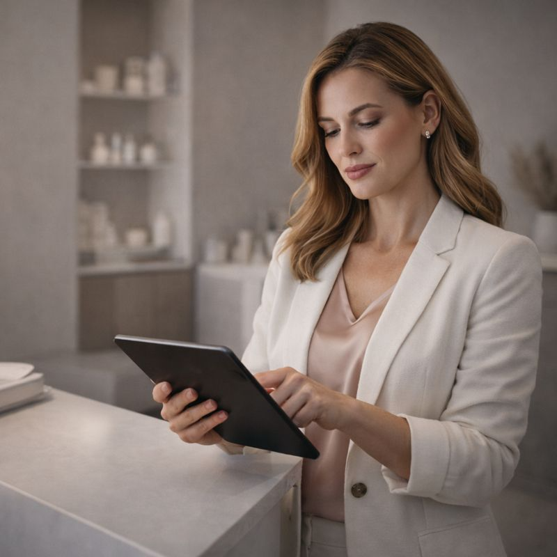 Clinic marketing metrics on tablet